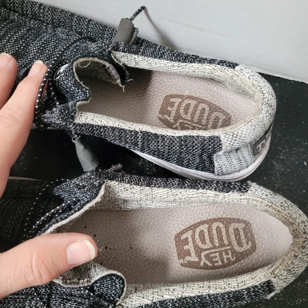Hey Dude Walley Stretch Black and Gray Loafers Meterorite